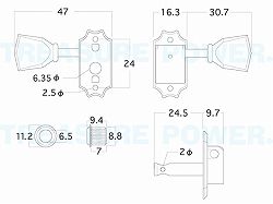 Kluson 3 Per Side PB Nickel_SIZE