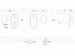 Kluson 3 Per Side MB Ni DR SS-SIZE