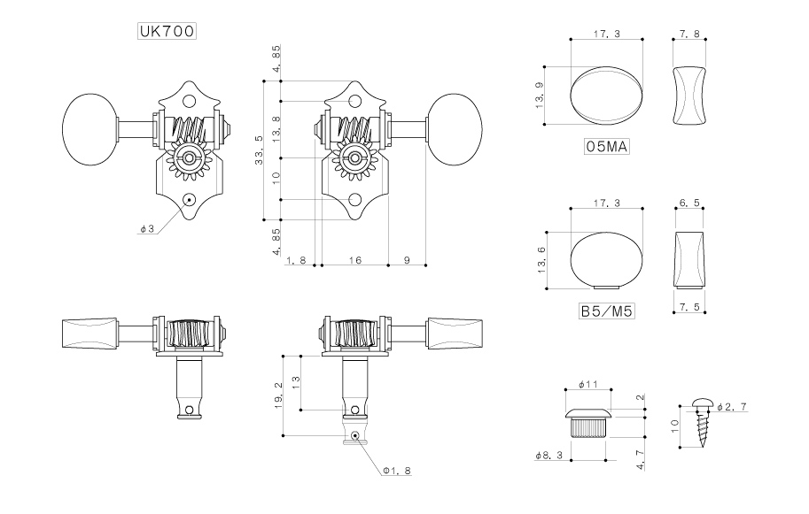 GOTOH Ukulele Peg＊ ゴトー UK-700 ウクレレペグ/受注オーダー